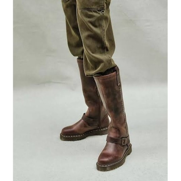 Dr. Martens Shoes - Dr. Martens Anistone Knee High Combat Biker Boots Brown Leather US W 11 M 10